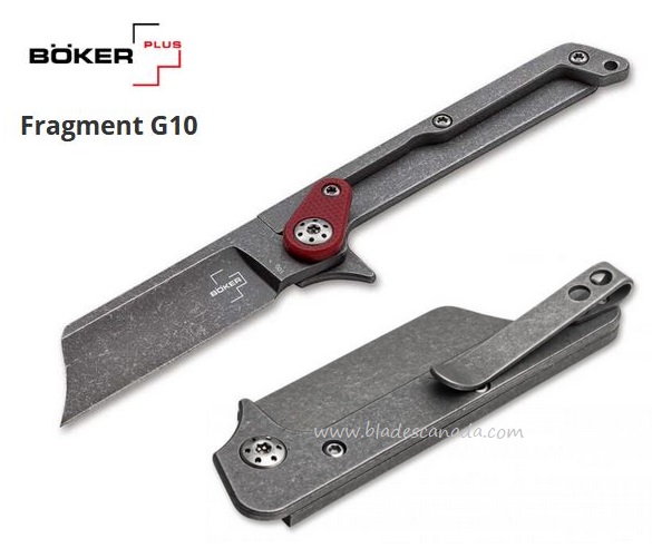 Boker Plus Fragment Slipjoint Compact Folding Knife, G10 Red, 01BO661 - Click Image to Close