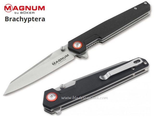 Boker Magnum Brachyptera Flipper Folding Knife, 440A, G10 Black, 01SC076