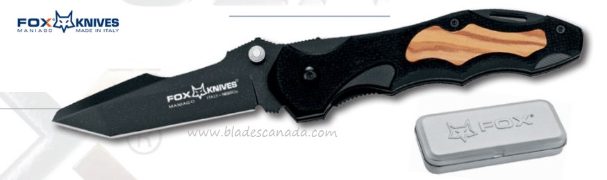 z- Fox Italy Kiowa Folding Knife, N690, G10/Olive Wood, FX-476OL