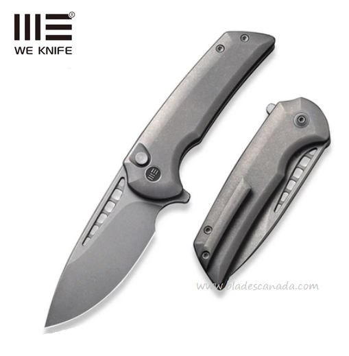WE Knife Ferrum Forge Mini Malice Flipper Folding Knife, CPM 20CV Grey SW, Titanium Grey, 054BL-2