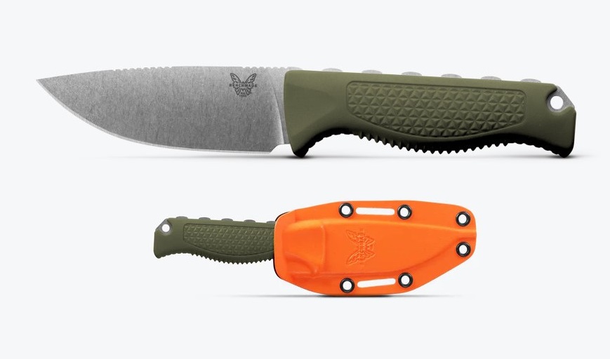 Benchmade Steep Country Fixed Blade Knife, S30V, OD Handle, Boltron Sheath, 15006-01