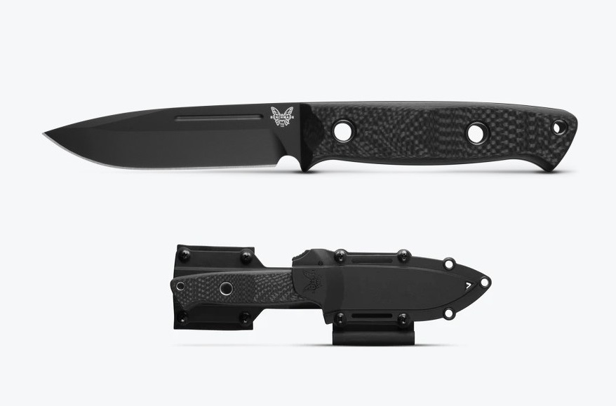 Benchmade Sibert Bushcrafter Fixed Blade Knife, CPM Cruwear, Carbon Fiber, 163BK