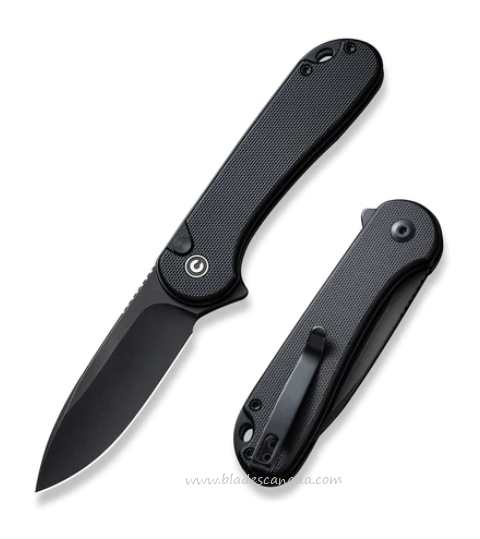 CIVIVI Button Lock Elementum II Flipper Folding Knife, Nitro-V SW, G10 Black, C18062P-1