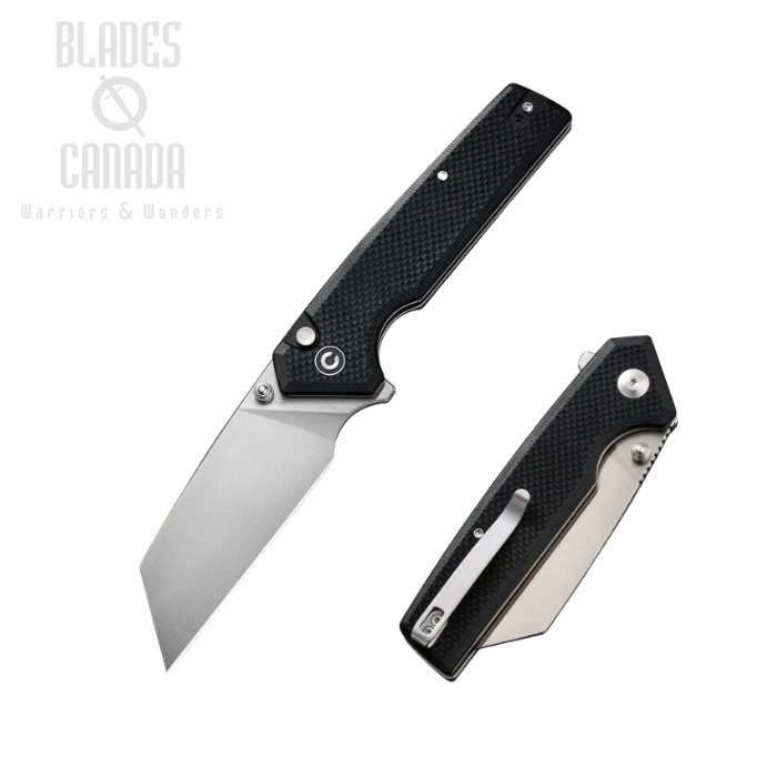 CIVIVI Amirite Flipper Button Lock Knife, Nitro-V Satin, G10 Black, C23028-2