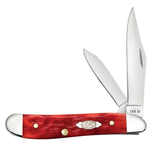 Case Peanut Slipjoint Folding Knife, Carbon Steel, Peach Seed Jig Dark Red Bone, 31948
