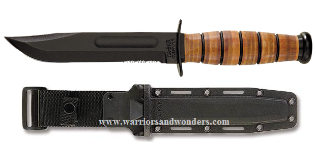 Ka-Bar USMC Fixed Blade Knife, 1095 Cro-Van, Leather Handle, Hard Sheath, Ka5018