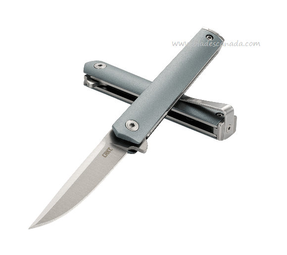 CRKT CEO Compact Flipper Folding Knife, 1.4116 Steel, GRN Blue/Grey, 7095