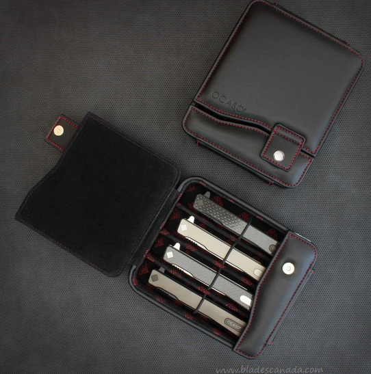 Ocaso Knife Storage Case, 4 Slot, Black Leatherette, 88CSO