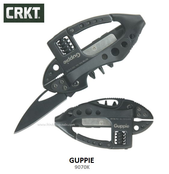 CRKT Guppie MultiTool, Stainless Steel, L.E.D. Flashlight, 9070K
