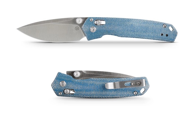 Vosteed Mini Psyop Folding Knife, Elmax, Micarta Blue, A2301