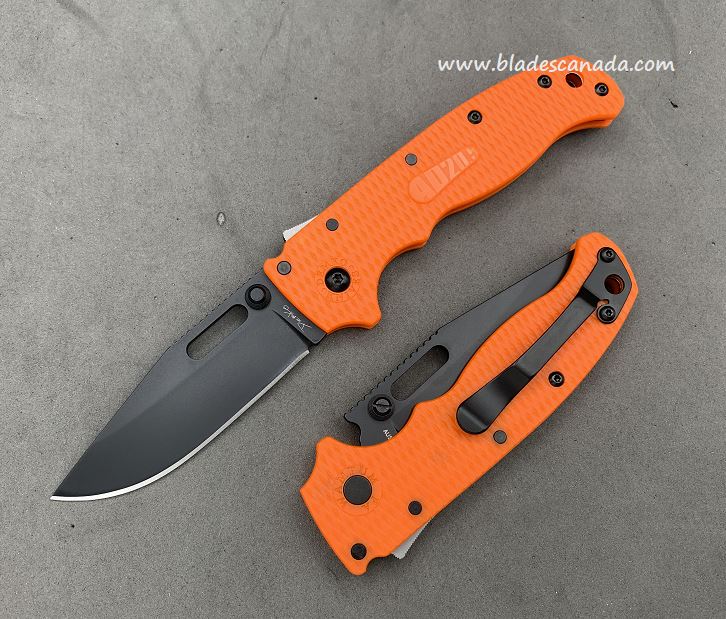 Demko AD20.5 Folding Knife, AUS10A Clip Point DLC, Grivory Orange, F20513B