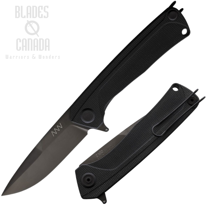 Acta Non Verba Z100 Flipper Folding Knife, Sleipner Black, G10 Black, ANVZ100-021 (image for) Acta Non Verba Z100 Flipper Folding Knife, Sleipner Black, G10 Black, ANVZ100-021