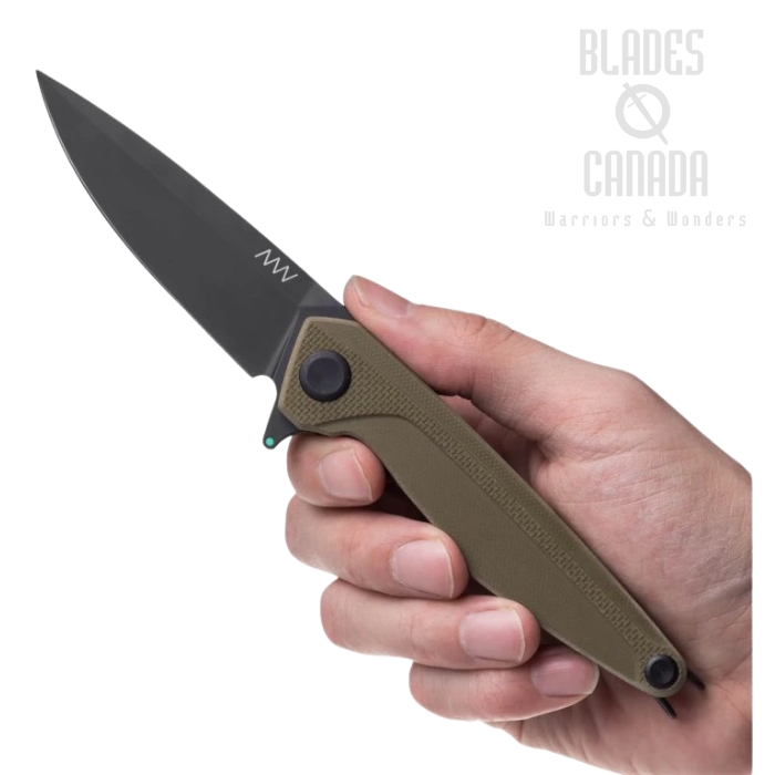 Acta Non Verba Z300 BB Flipper Folding Knife, Sleipner DLC Black, G10 Olive, ANVZ300-057 Acta Non Verba Z300 BB Flipper Folding Knife, Sleipner DLC Black, G10 Olive, ANVZ300-057