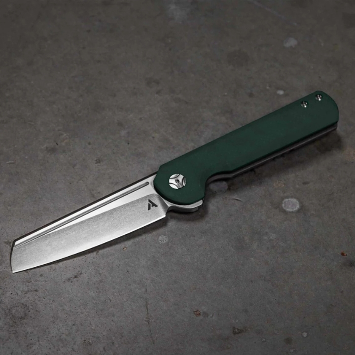 Arcform Slimfoot Framelock Folding Knife, M390 Stonewash, G10 Green/Titanium Grey, ARC-0123