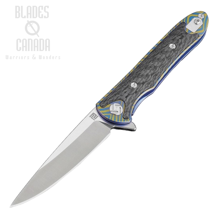 Artisan Cutlery Mini Shark Flipper Framelock Knife, S35VN, Titanium/CF, 1707GSBU03