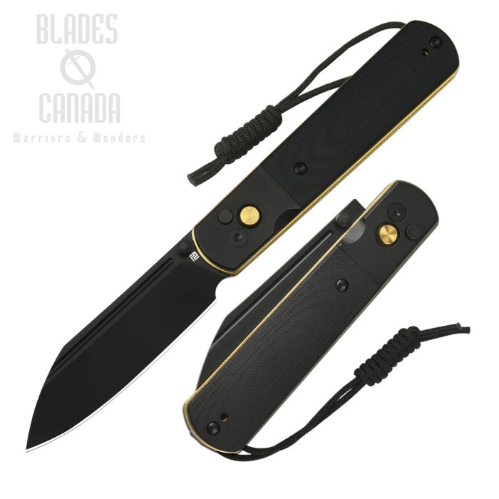 Artisan Cutlery Holm Button Lock Folding Knife, AR-RPM9 Black, Steel/G10 Black, 1875P-BG