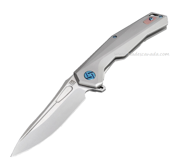 Artisan Cutlery Zumwalt Flipper Framelock Knife, S35VN Satin, Titanium, 1808G-GYS