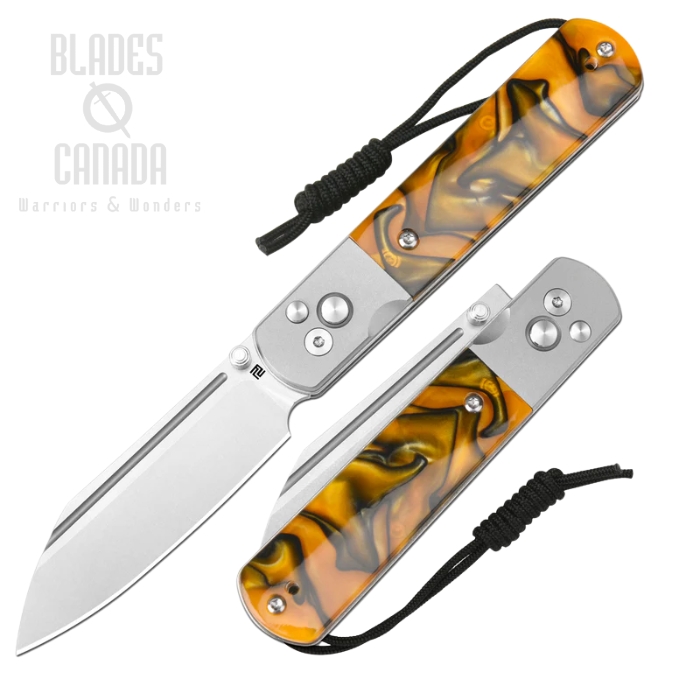 Artisan Cutlery Holm Button Lock Folding Knife, AR-RPM9 SW, Steel/Acrylic, 1875P-OEA Artisan Cutlery Holm Button Lock Folding Knife, AR-RPM9 SW, Steel/Acrylic, 1875P-OEA
