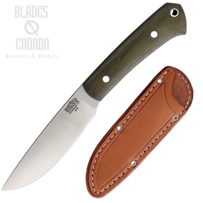 Bark River Highland Special Fixed Blade Knife, A2 Satin, Micarta Green, Leather Sheath, BA114MGC Bark River Highland Special Fixed Blade Knife, A2 Satin, Micarta Green, Leather Sheath, BA114MGC