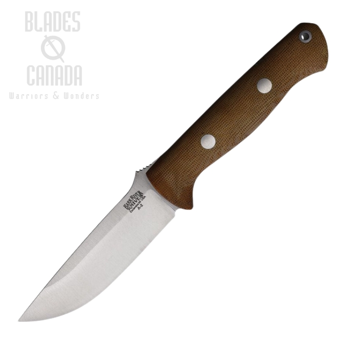 Bark River Bravo 1 Fixed Blade Knife, A-2 Steel, Micarta Natural Matte, Leather Sheath, BA111MNCM