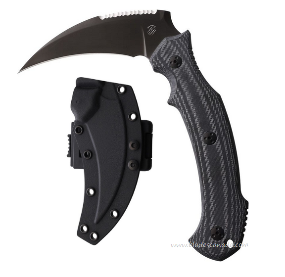 Bastinelli Creations Grumpy Fixed Blade Knife, M390 Black, Micarta Black, BAS249