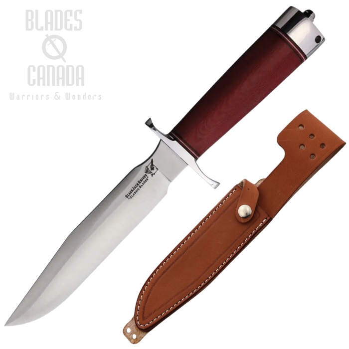 Blackjack Classic Model 7 Fixed Blade Knife, A2 Satin, Micarta Red, Leather Sheath, BCB7MRL (image for) Blackjack Classic Model 7 Fixed Blade Knife, A2 Satin, Micarta Red, Leather Sheath, BCB7MRL