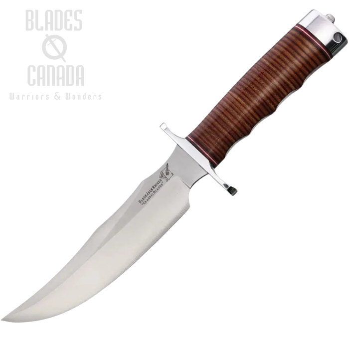 Blackjack Model 4 Fixed Blade Knife, Stainless Satin, Leather Handle, Leather Sheath, BCBMK4SL (image for) Blackjack Model 4 Fixed Blade Knife, Stainless Satin, Leather Handle, Leather Sheath, BCBMK4SL