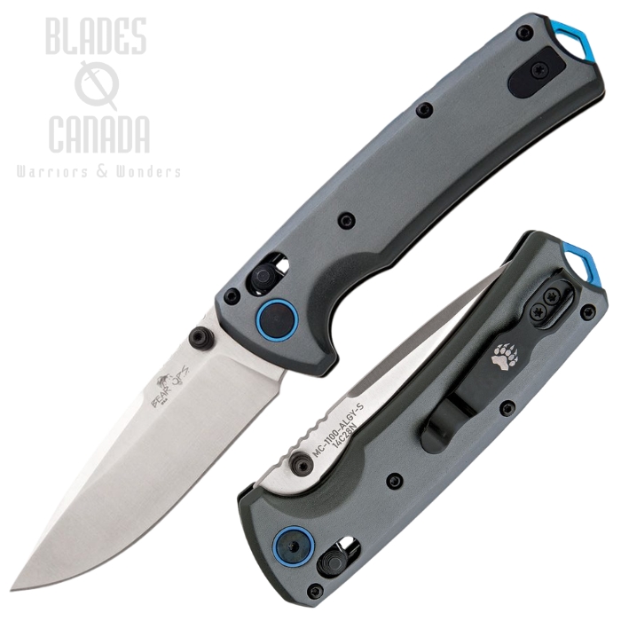 Bear & Son Nekama II Slide Lock Folding Knife, 14C28N Sandvik, Aluminum Grey, MC1100-ALGY-S (image for) Bear & Son Nekama II Slide Lock Folding Knife, 14C28N Sandvik, Aluminum Grey, MC1100-ALGY-S