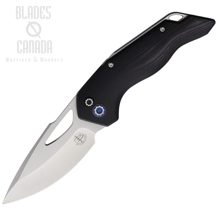 Begg Knives Galaxy Button Lock Folding Knife, Stainless Satin, G10 Black, BG058