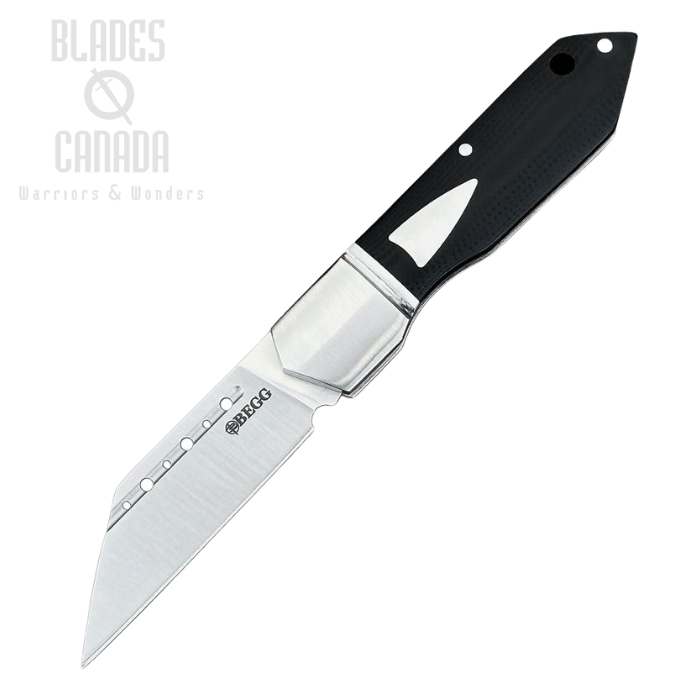 Begg Knives Bullet Train Slipjoint Folding Knife, 14C28N Satin Wharncliffe Blade, G10 Black, BG036