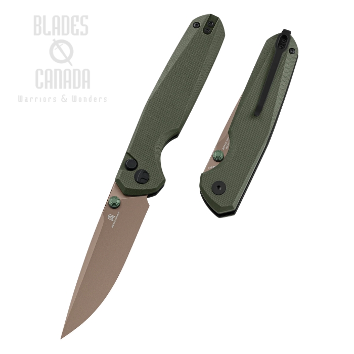 Bestchman Velix Flipper Button Lock Folding Knife, 14C28N Gold PVD, G10 OD Green, BMK07G (image for) Bestchman Velix Flipper Button Lock Folding Knife, 14C28N Gold PVD, G10 OD Green, BMK07G
