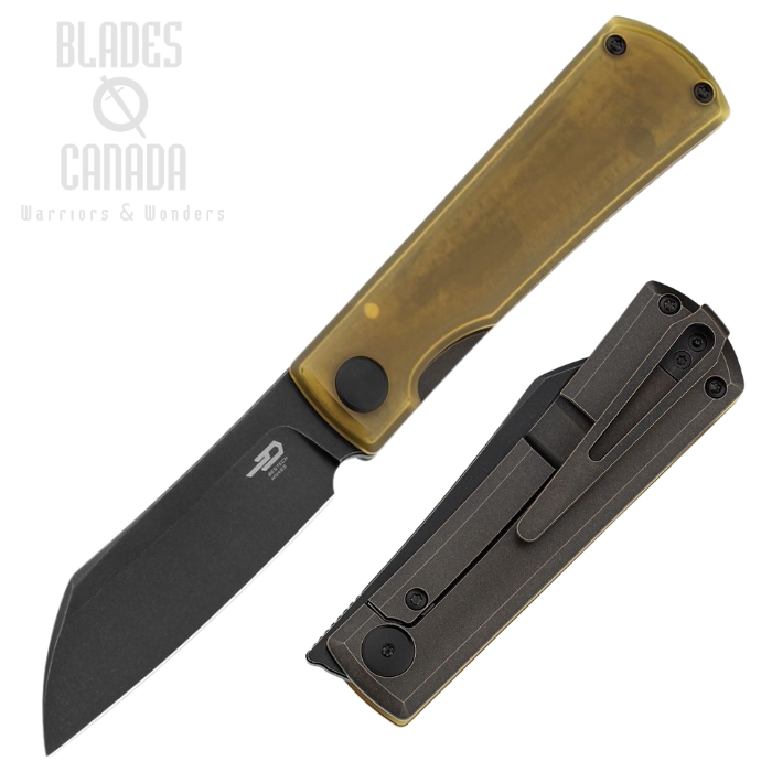 Bestech Bruv Flipper Framelock Knife, M390 Black SW, Titanium Black Bronze/Ultem, BT2401C