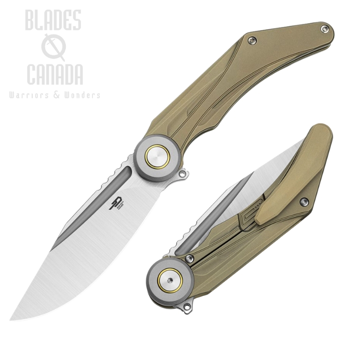 Bestech Seraph Flipper Framelock Knife, M390 Satin, Titanium Bronze, BT2403B