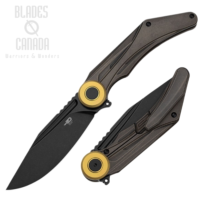 Bestech Seraph Flipper Framelock Knife, M390 Black SW, Titanium Black Bronze, BT2403E