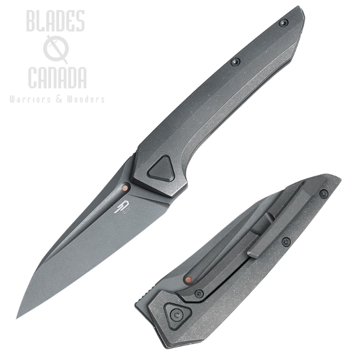 Bestech VK-NAVI Flipper Framelock Knife, MagnaCut BDark Bead Blast SW, Titanium, BT2404B