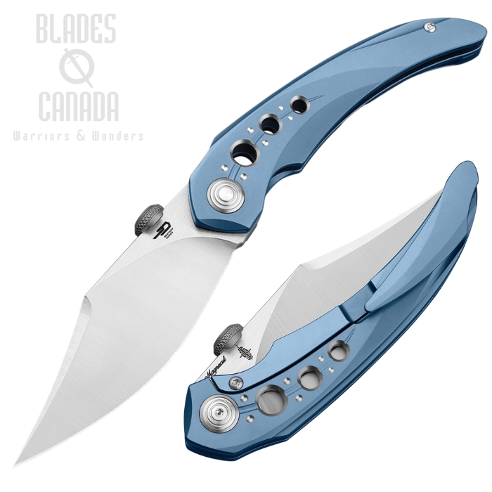 Bestech Razon Framelock Folding Knife, MagnaCut Satin, Titanium Blue, BT2406A