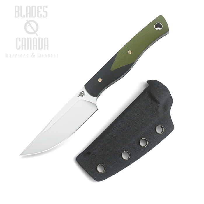 Bestech Heidi Fixed Blade Knife, D2, G10 Black/Green, Kydex Sheath, BFK01A