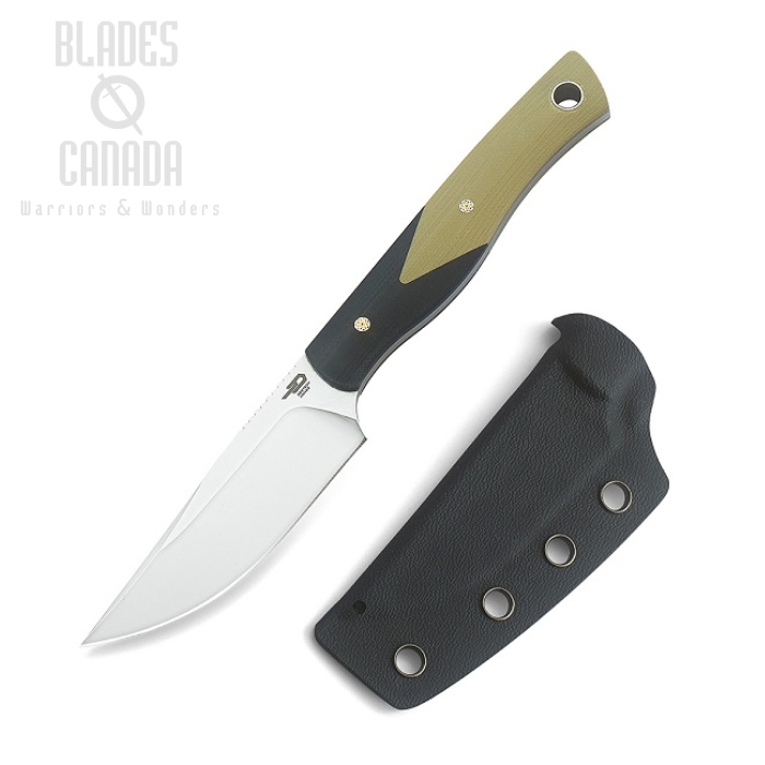 Bestech Heidi Fixed Blade Knife, D2, G10 Black/Beige, Kydex Sheath, BFK01B