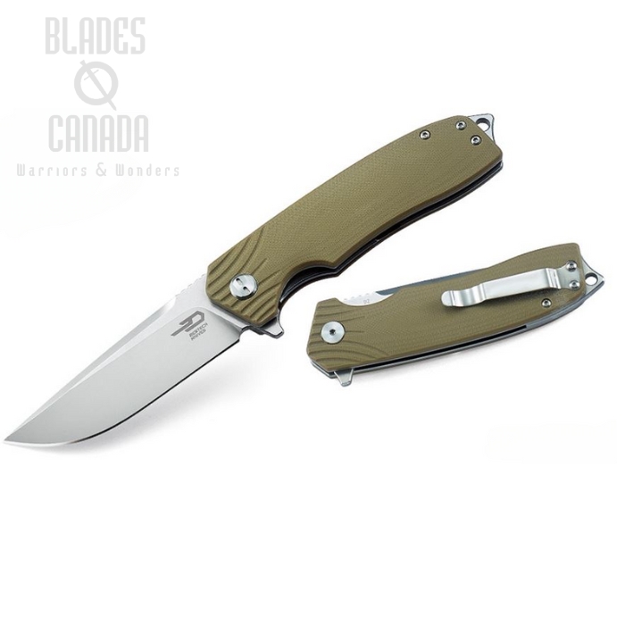 Bestech Lion Flipper Folding Knife, D2 Two-Tone, Tan G10, BG01C