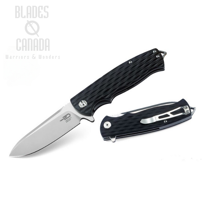 Bestech Grampus Flipper Folding Knife, D2 Two-Tone, G10 Black, BG02A