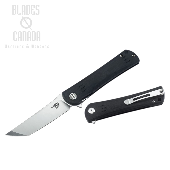 Bestech Kendo Flipper Folding Knife, D2 Tanto Two-Tone, G10 Black, BG06A-1