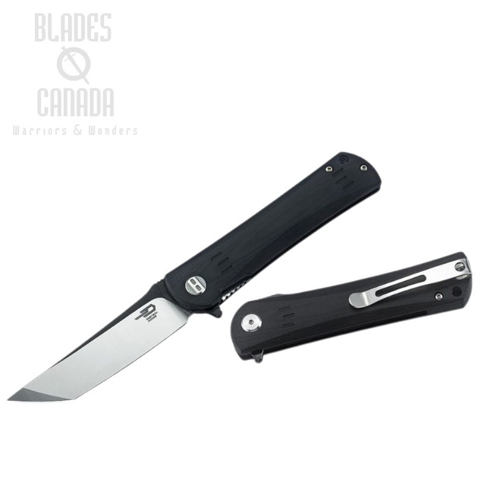 Bestech Kendo Flipper Folding Knife, D2 Tanto Two-Tone, G10 Black, BG06A-2