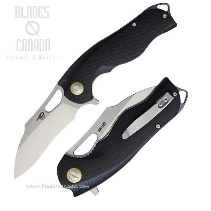 Bestech Rhino Flipper Folding Knife, 154CM Two-Tone, G10 Black, BG08A-1