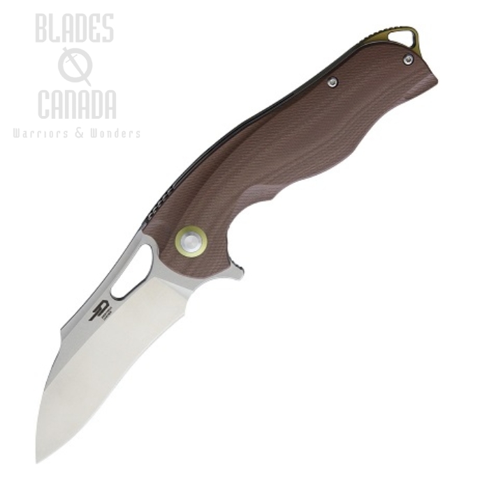 Bestech Rhino Flipper Folding Knife, 154CM, G10 Brown, BG08B-1