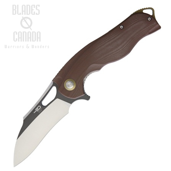 Bestech Rhino Flipper Folding Knife, 154CM Two-Tone, G10 Brown, BG08B-2