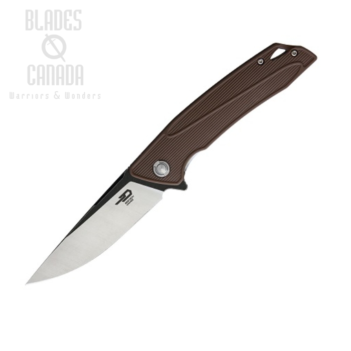 Bestech Spike Flipper Folding Knife, Sandvik Two-Tone, GRN Brown, BG09C-1