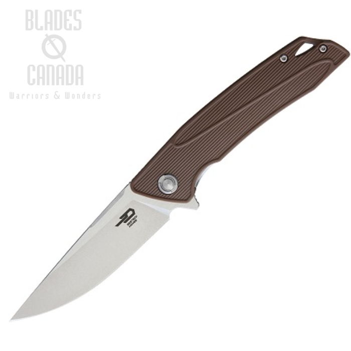 Bestech Spike Flipper Folding Knife, Sandvik Two-Tone, GRN Brown, BTBG09C-2