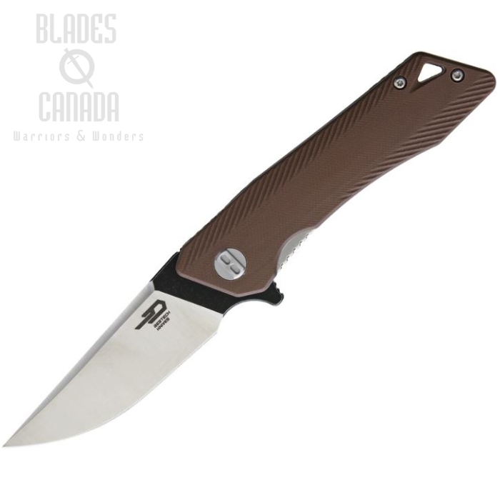 Bestech Thorn Flipper Folding Knife, 12C27 Two-Tone, G10 Brown, BG10C-1