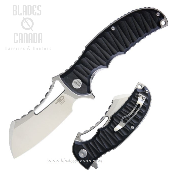 Bestech Hornet Flipper Folding Knife, D2 Two-Tone, G10 Black Sculpted, BG12A