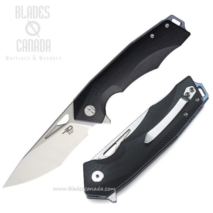 Bestech Toucan Flipper Folding Knife, D2 Two-Tone, G10 Black, BG14A-1